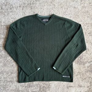Vintage 90s Abercrombie & Fitch 92 Ribbed Knit Forest Green V-Neck Sweater